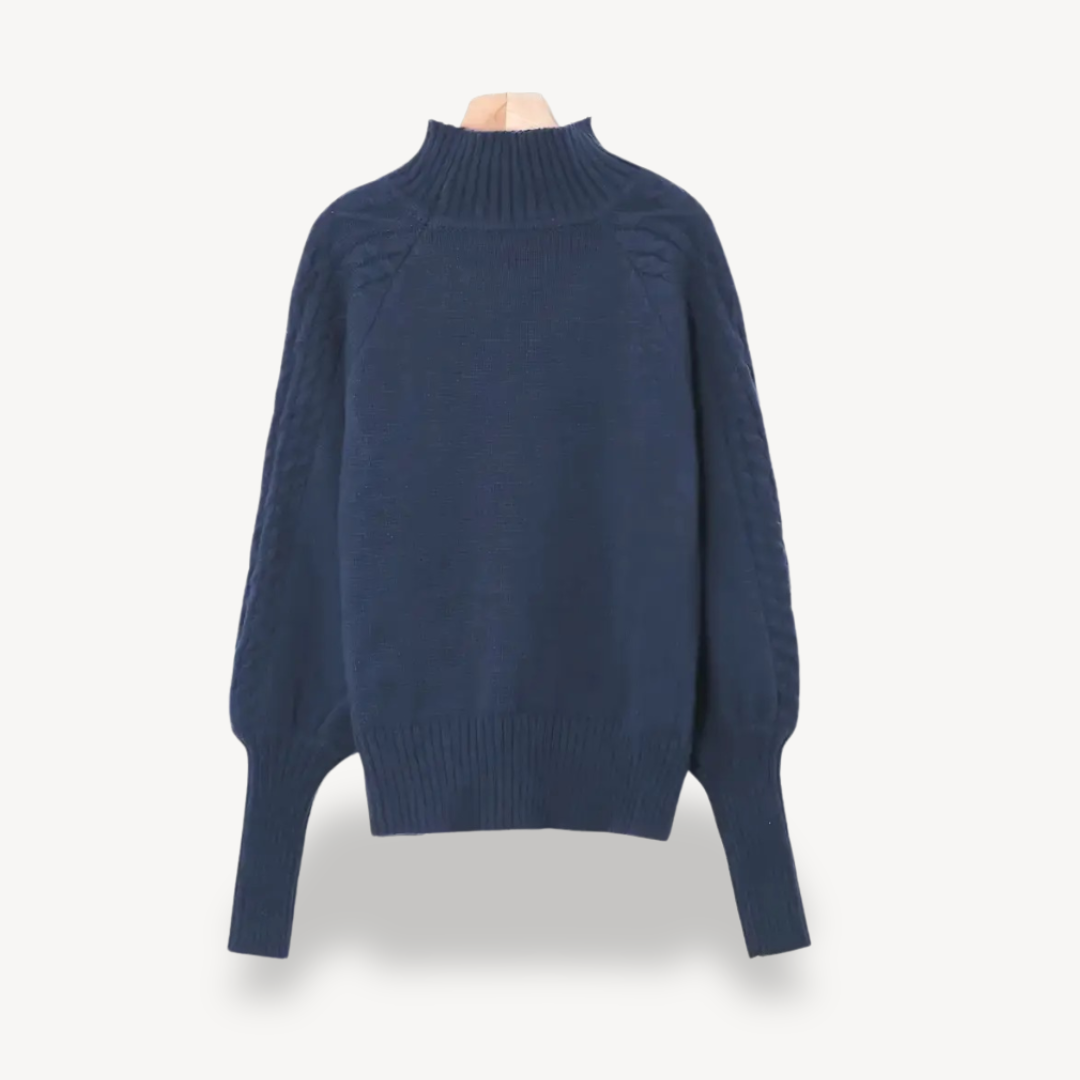 Pull à col roulé en maille torsadée pour femme