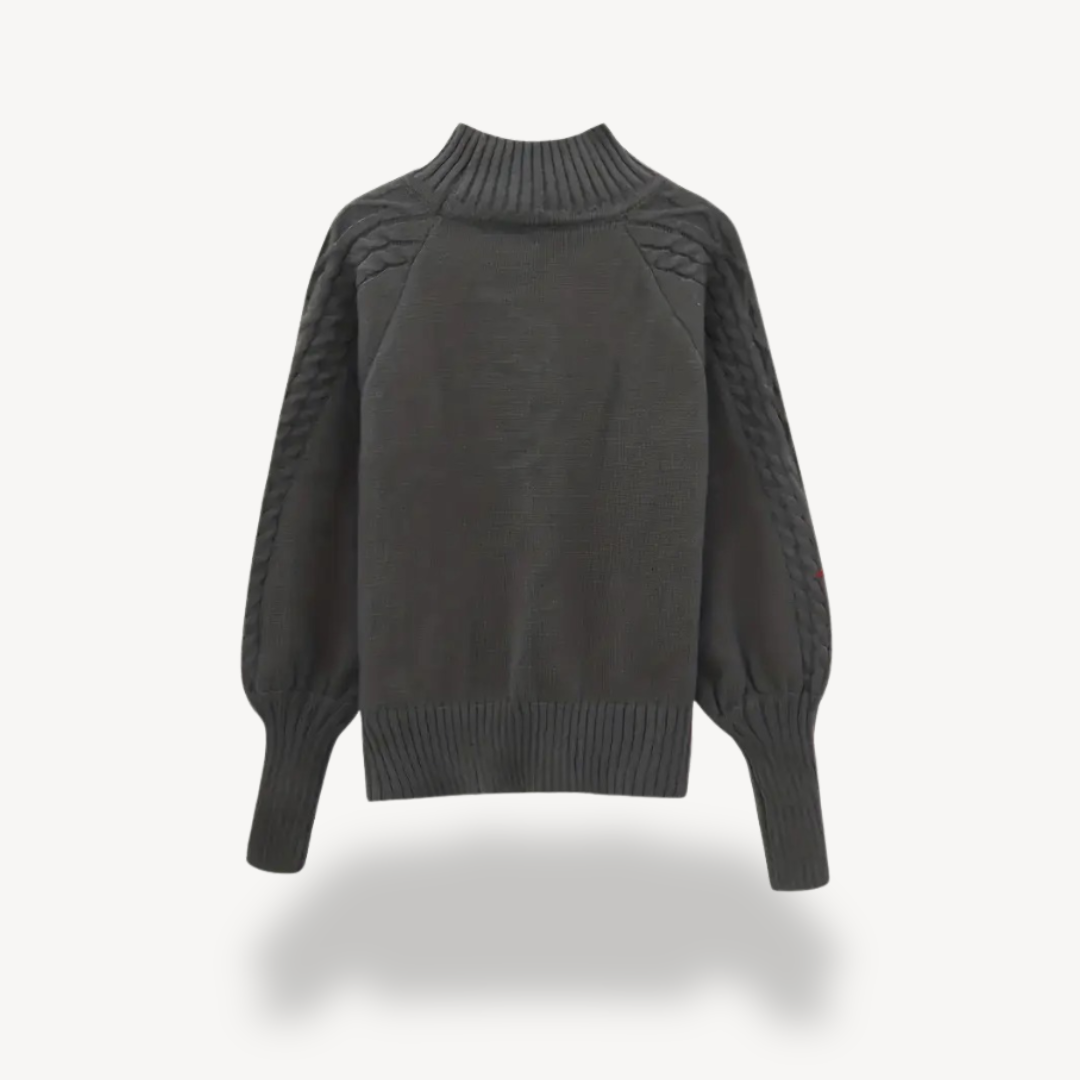 Pull à col roulé en maille torsadée pour femme