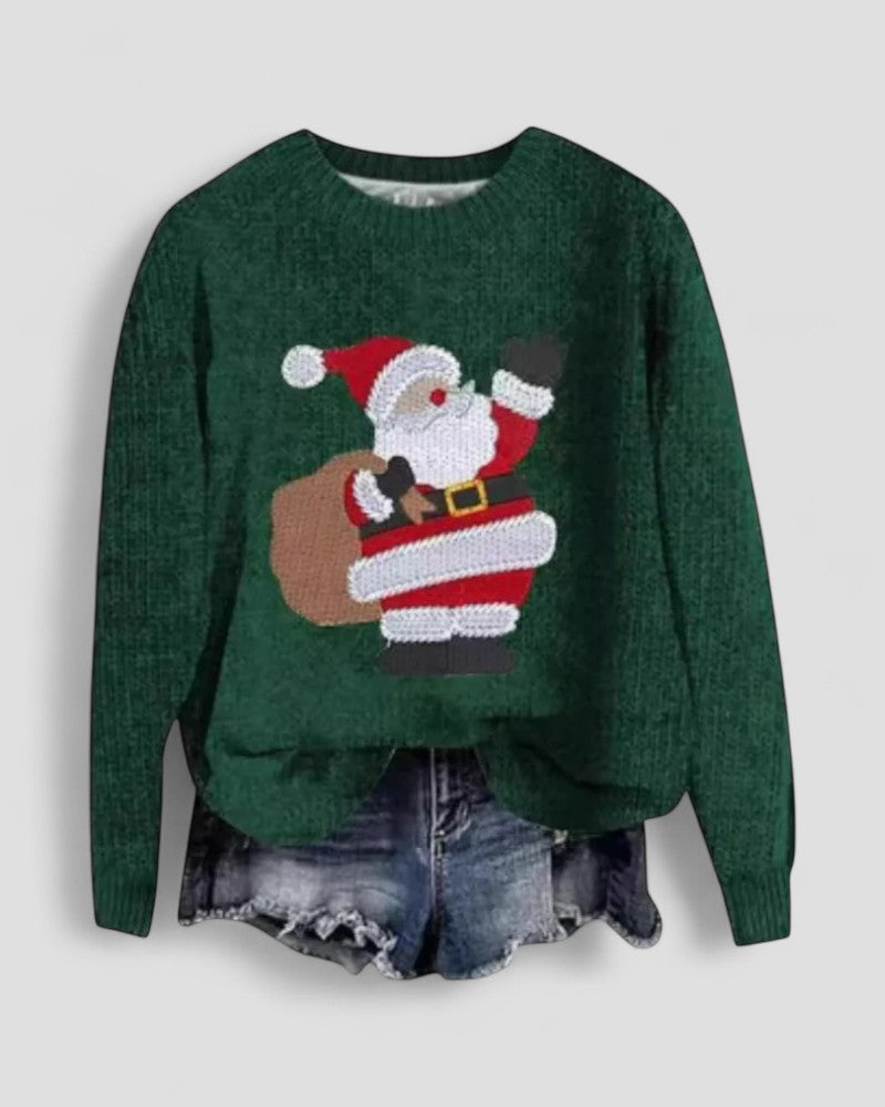 Pull de Noël à manches longues pour femme