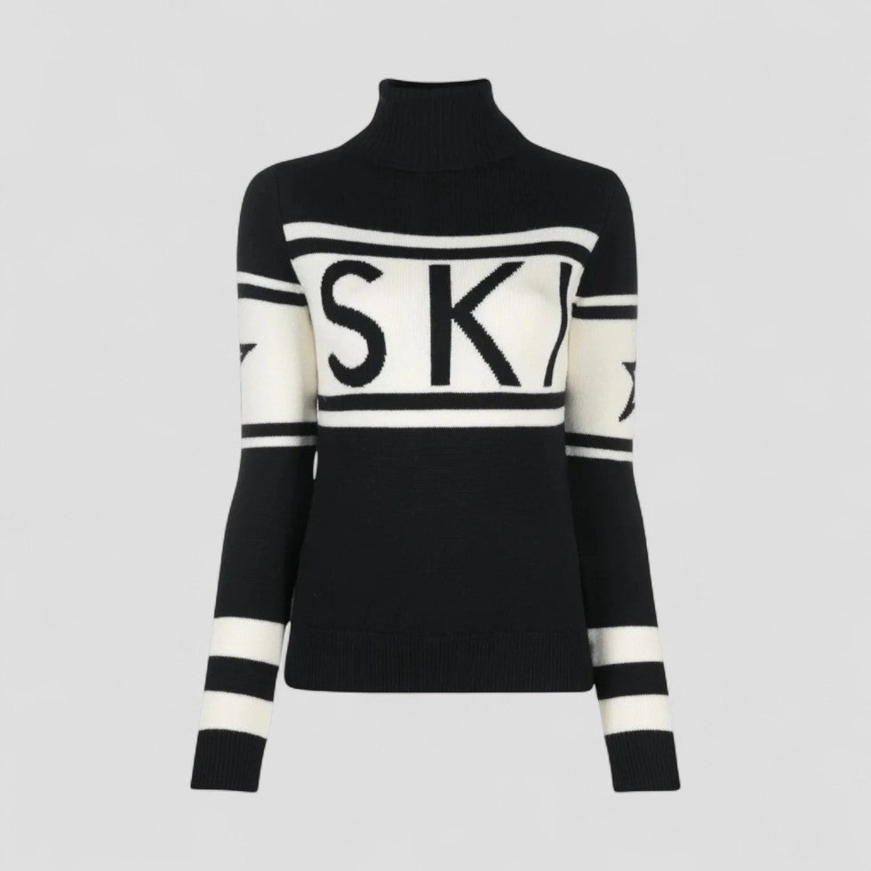 Pull de ski en laine mérinos pour femme, col roulé, tricot d'hiver