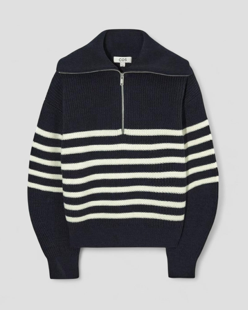 Pull en cachemire à col zippé en maille pour femme