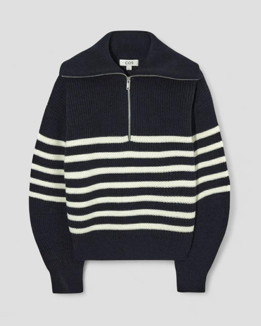 Pull en cachemire à col zippé en maille pour femme