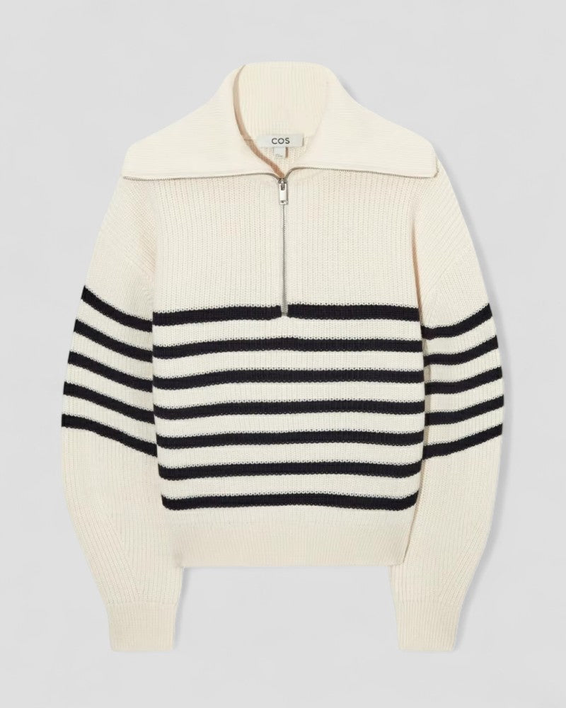Pull en cachemire à col zippé en maille pour femme