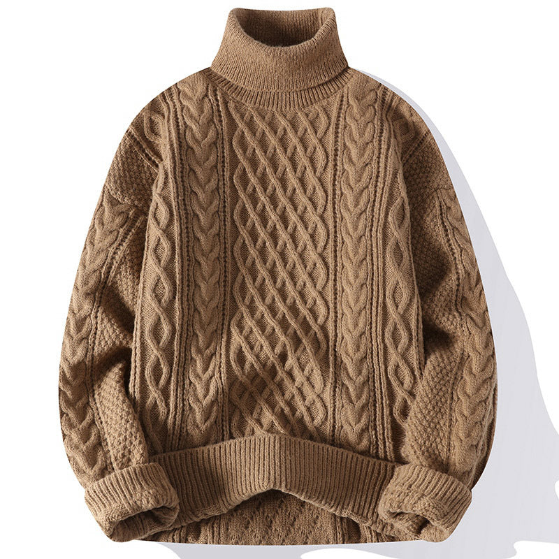 Pull Homme Col Roulé Élégant – Maille Épaisse et Confortable