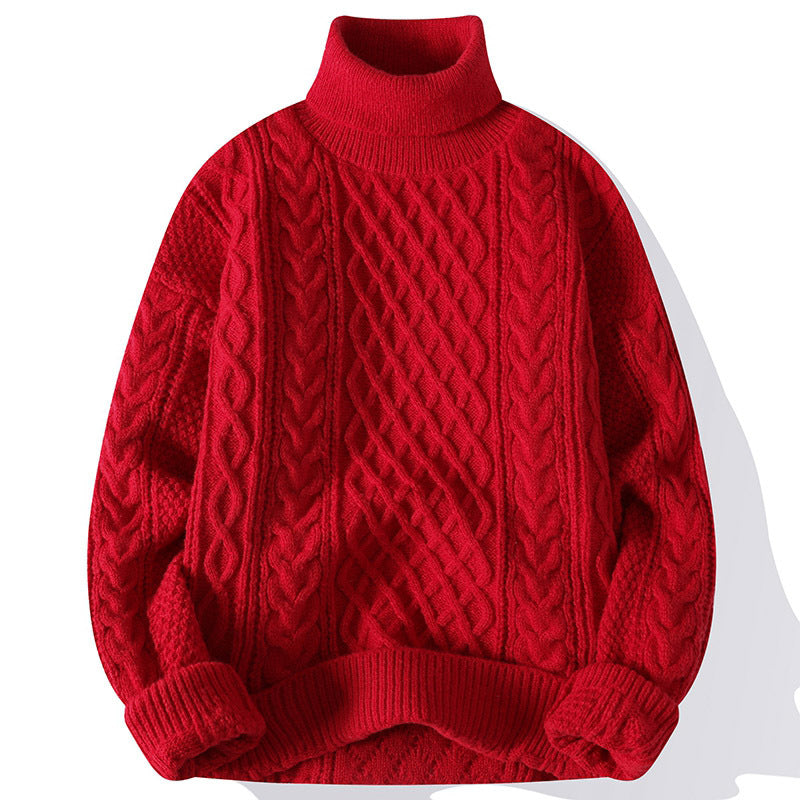 Pull Homme Col Roulé Élégant – Maille Épaisse et Confortable
