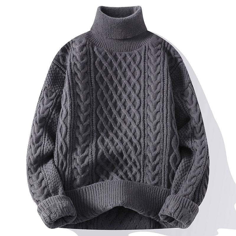 Pull Homme Col Roulé Élégant – Maille Épaisse et Confortable