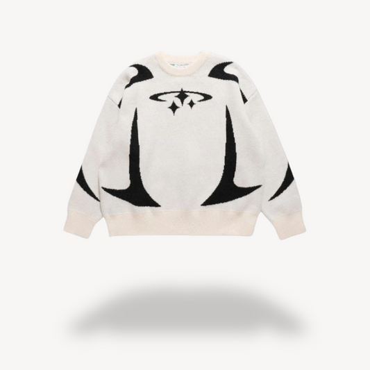 Pull unisexe à col rond en maille graphique