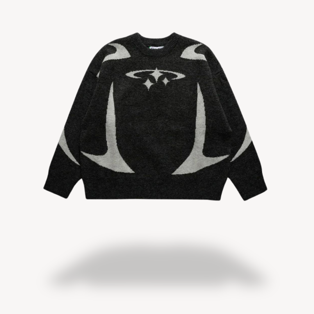 Pull unisexe à col rond en maille graphique