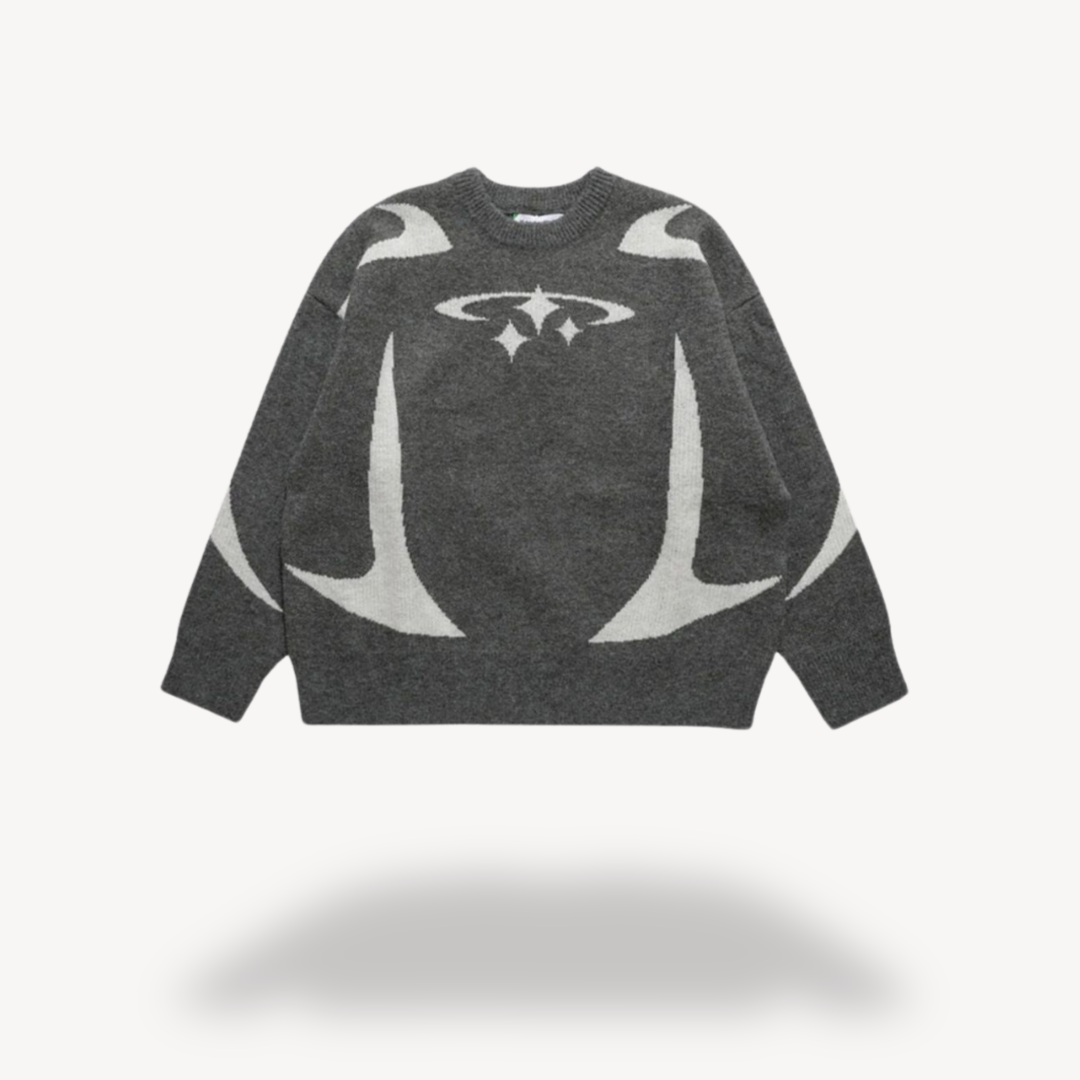 Pull unisexe à col rond en maille graphique