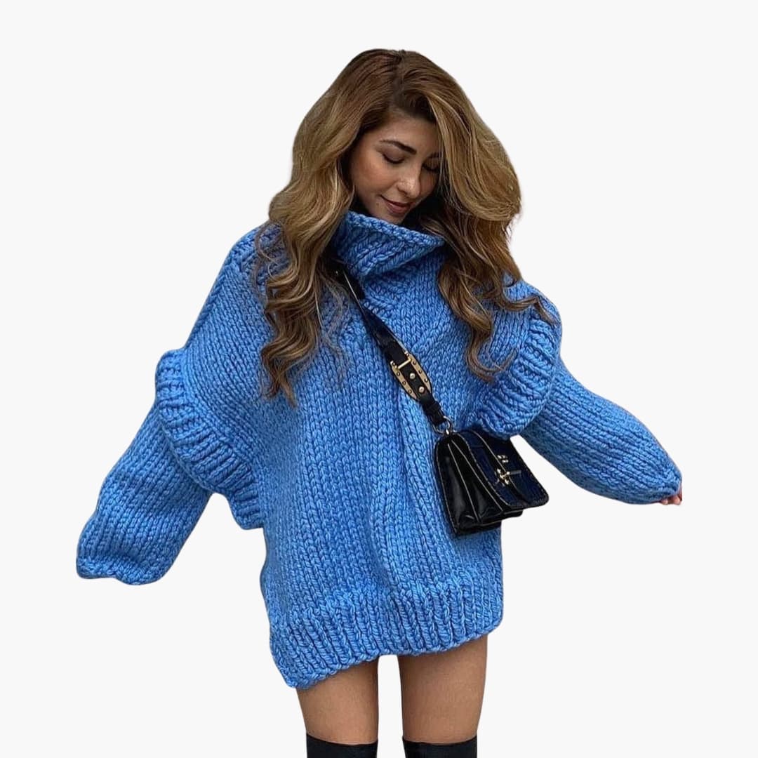 Pull femme grande taille en laine épaisse col haut