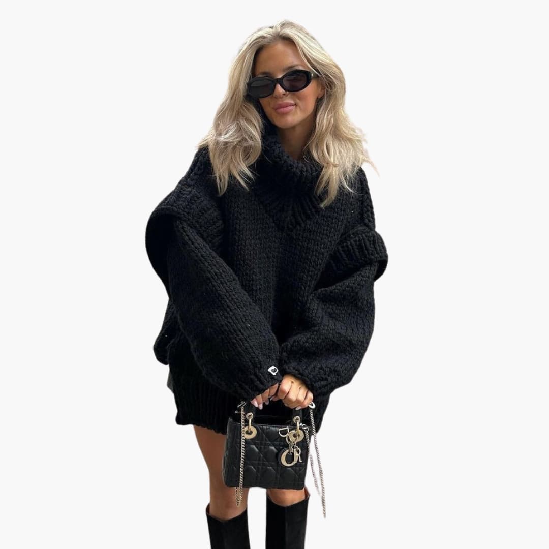 Pull femme grande taille en laine épaisse col haut