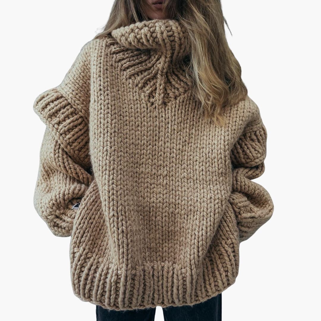 Pull femme grande taille en laine épaisse col haut