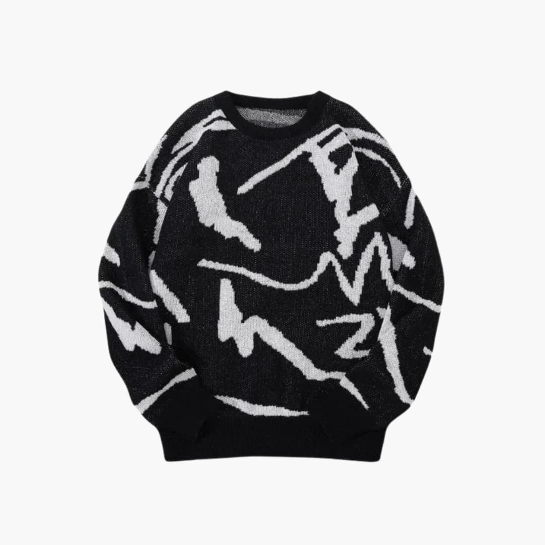 Pull Homme Maille Élégant – Motif Géométrique pour Automne