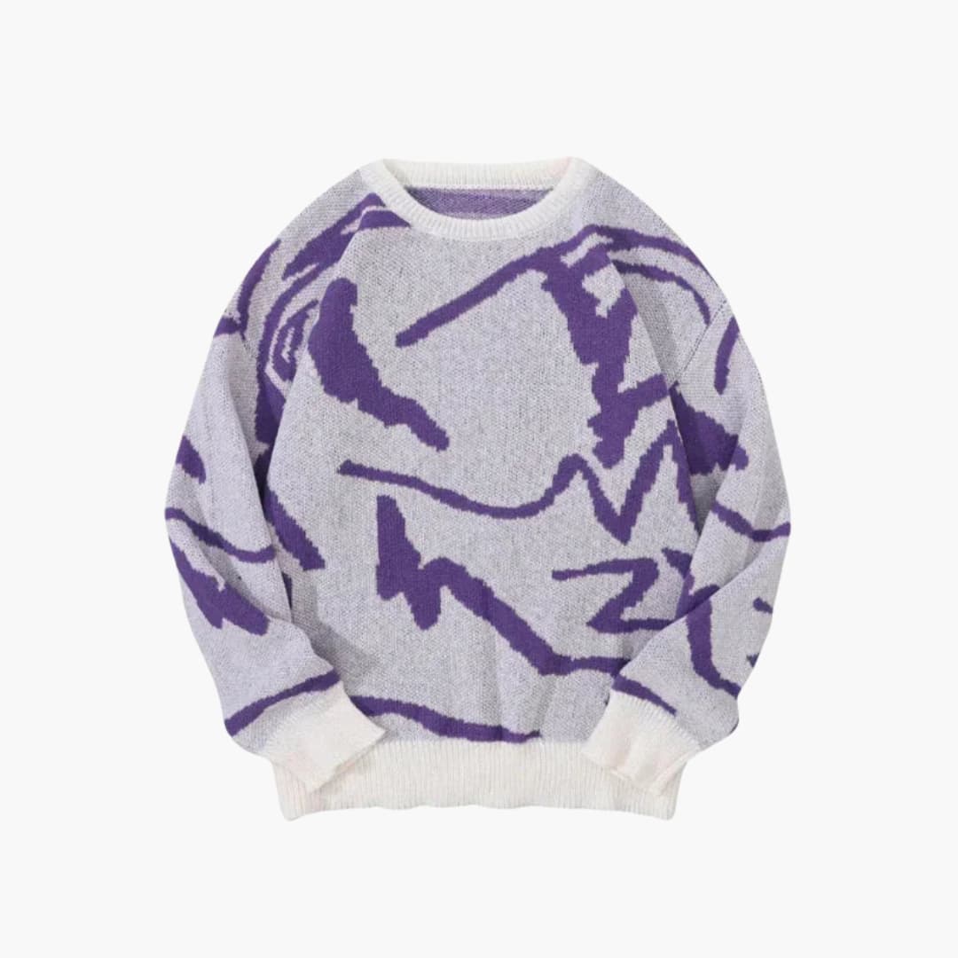 Pull Homme Maille Élégant – Motif Géométrique pour Automne