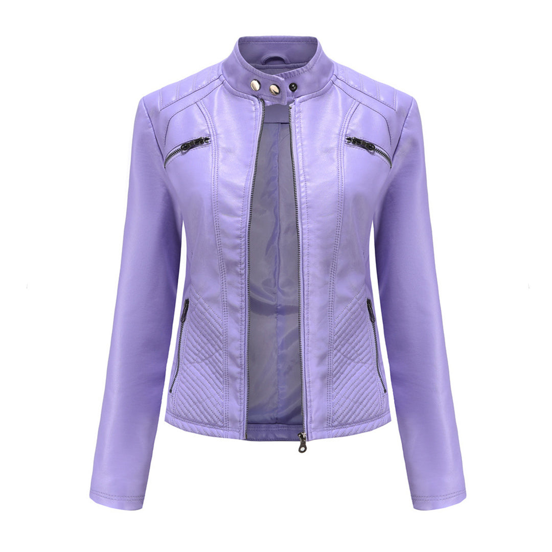 Veste Cuir Féminine Élégante à Fermeture Originale