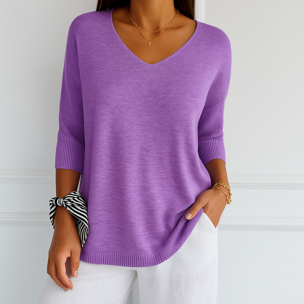 Pull Col V Féminin - Maille Légère, Confortable & Chic pour Femmes