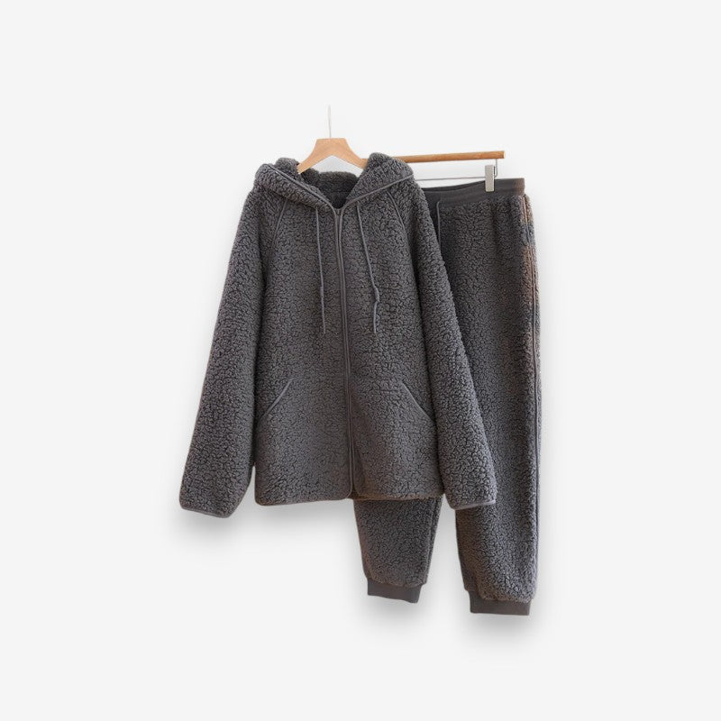 Veste et Pantalon Sport Ensemble Polaire à Capuche