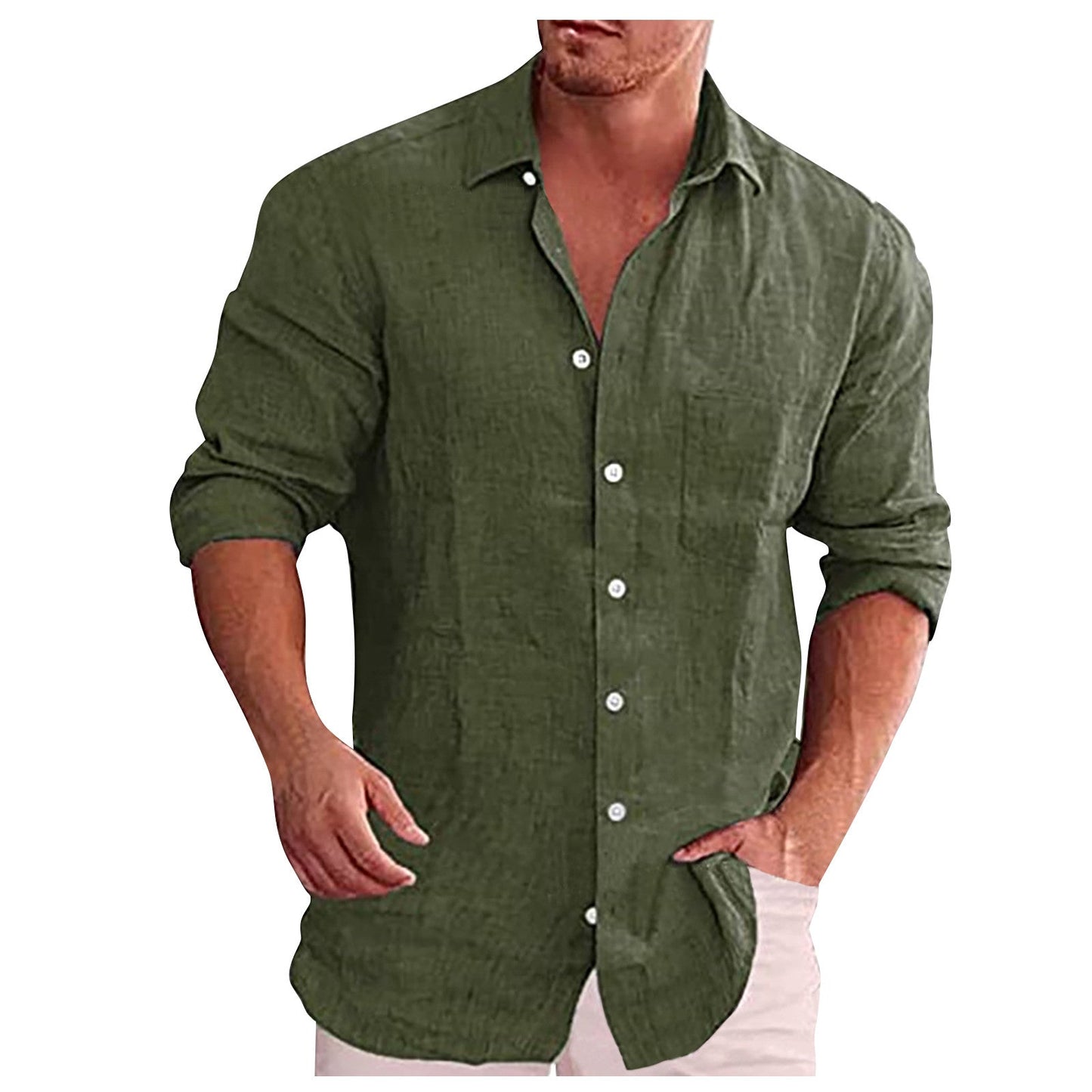 Chemise Homme Noir Classique Manches Longues Décontractée