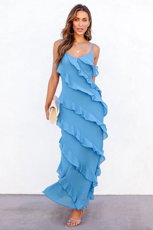 Robe Plage Élégante pour Femme - Jupe Volants Légère et Chic pour Été