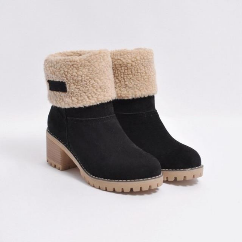 Bottes Daim Noir Doublure Chaude - LuxeStyle