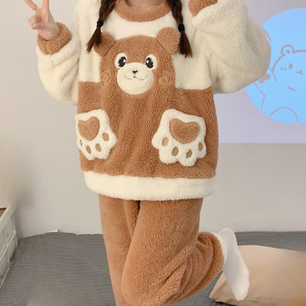 Pyjama 2 Pièces Douillet pour Femme avec Ours Mignon - LuxeStyle