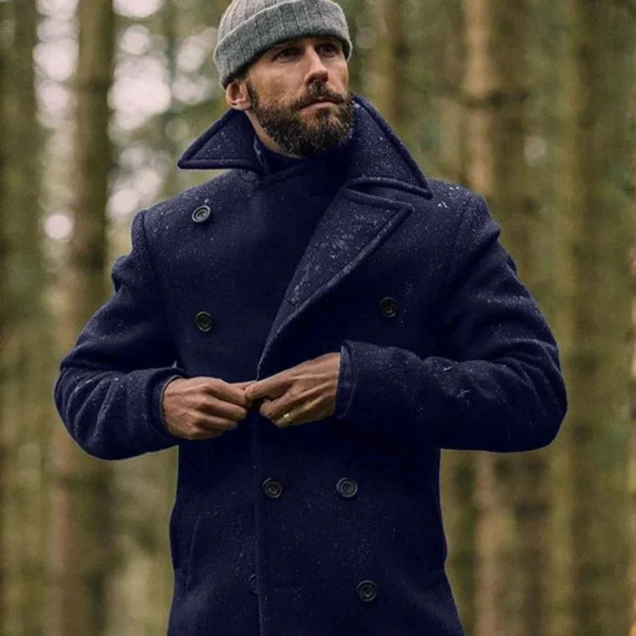 Manteau hivernal en laine pour homme élégant