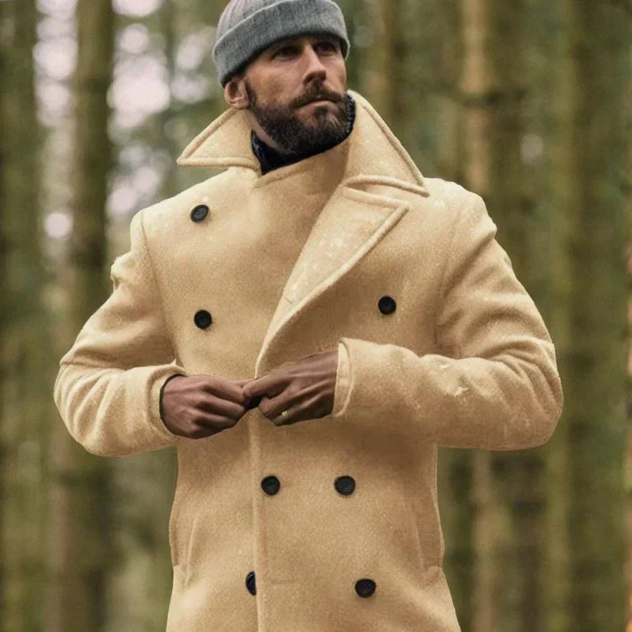 Manteau hivernal en laine pour homme élégant - LuxeStyle