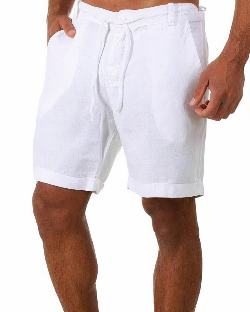 Short en lin Beige Homme Élastique
