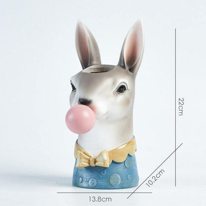 Vase Floral Coloré avec Animaux Amusants