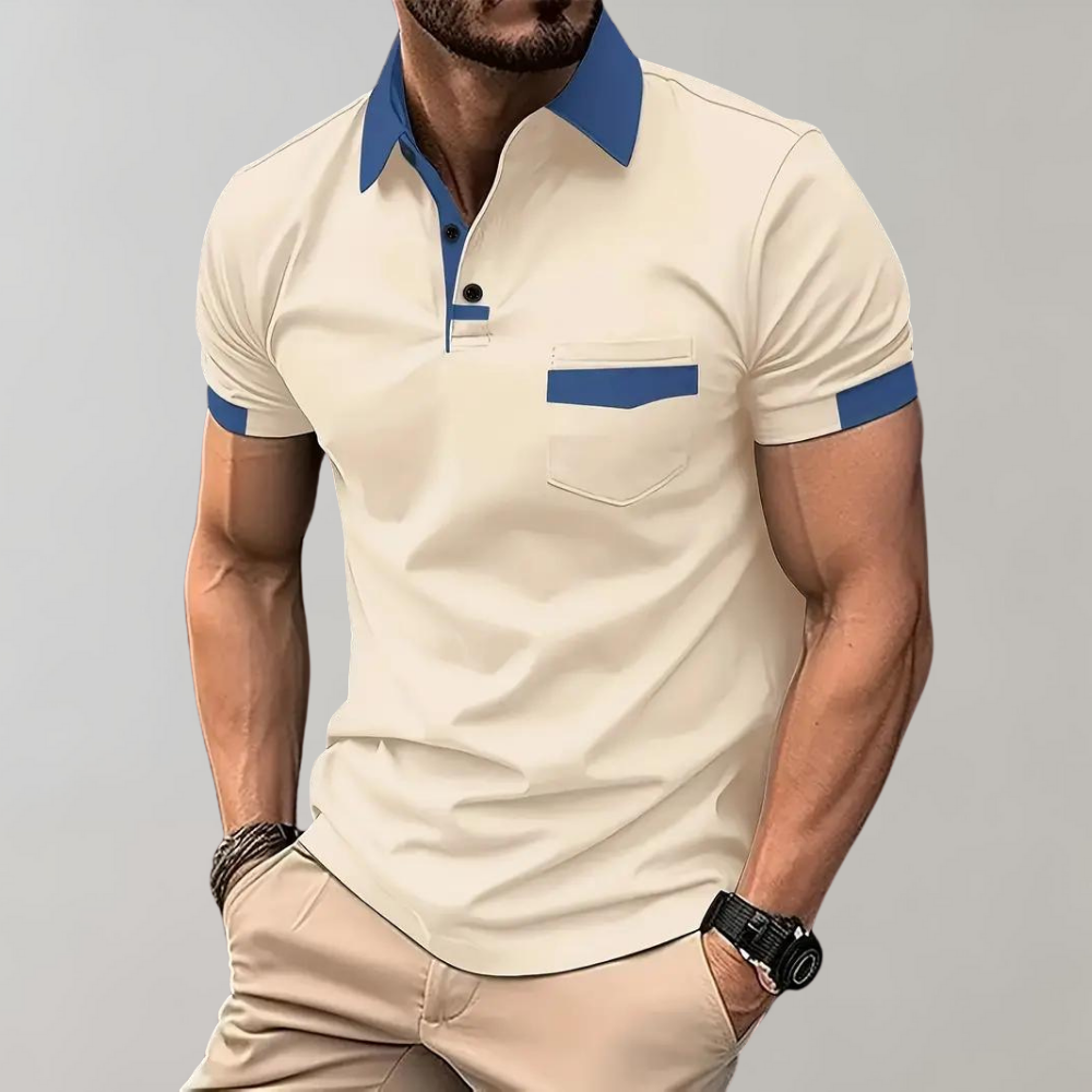 Polo Homme Marine Élégant Manches Courtes