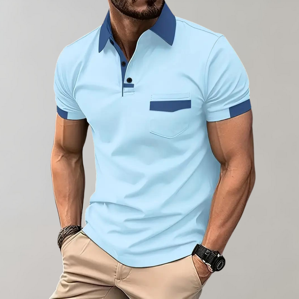 Polo Homme Marine Élégant Manches Courtes