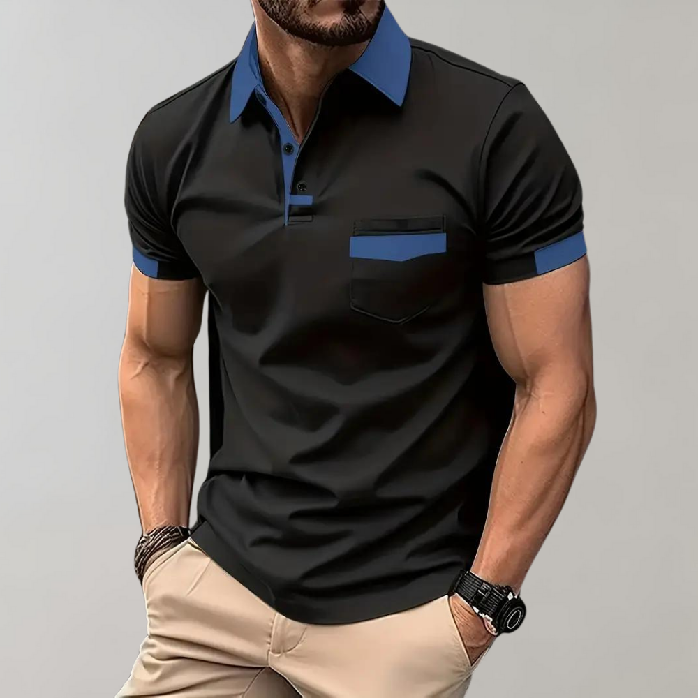 Polo Homme Marine Élégant Manches Courtes