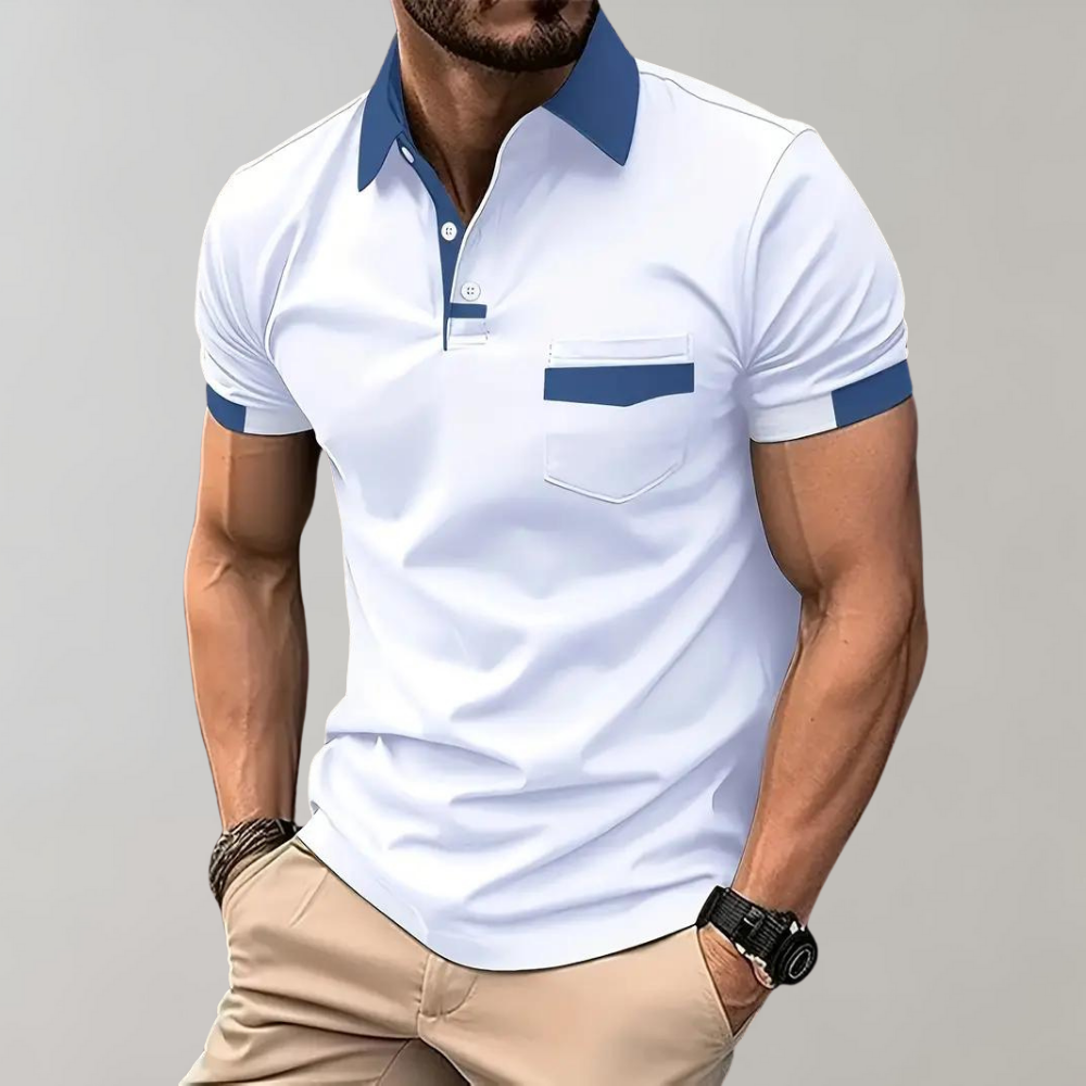 Polo Homme Marine Élégant Manches Courtes
