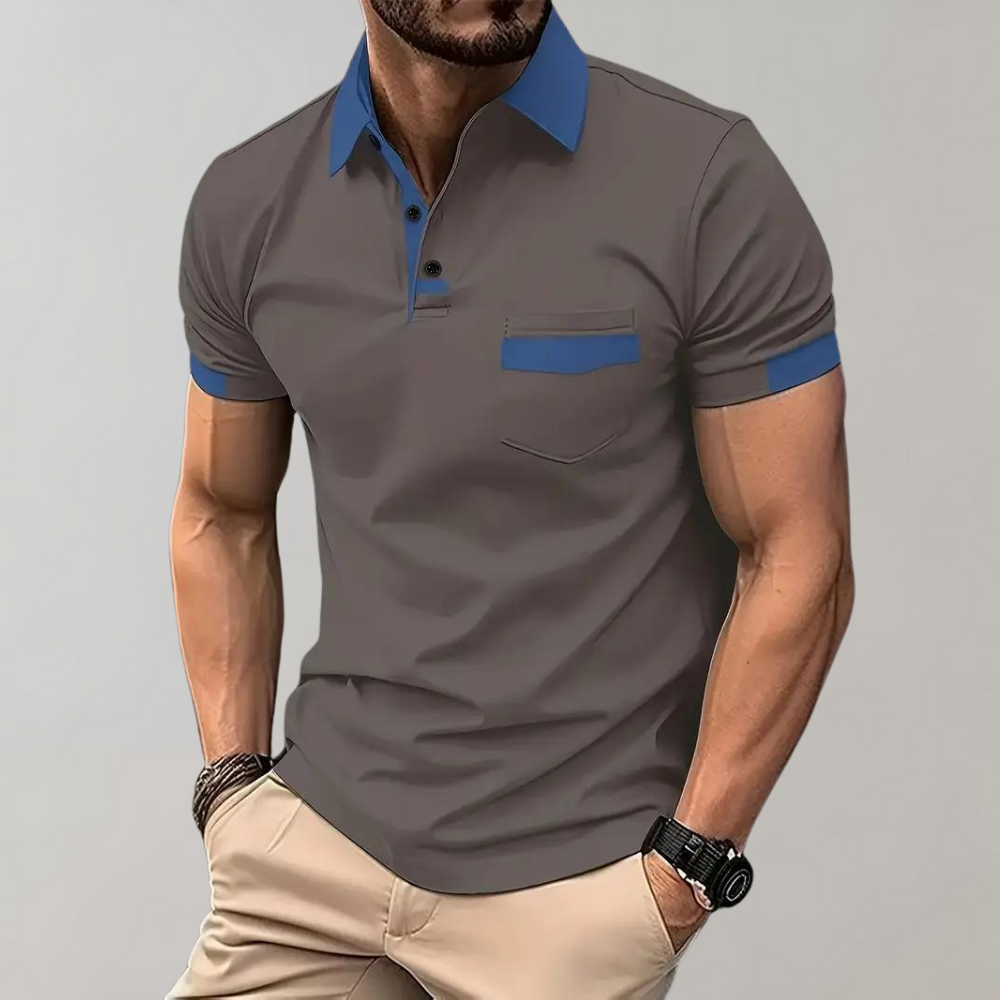 Polo Homme Marine Élégant Manches Courtes