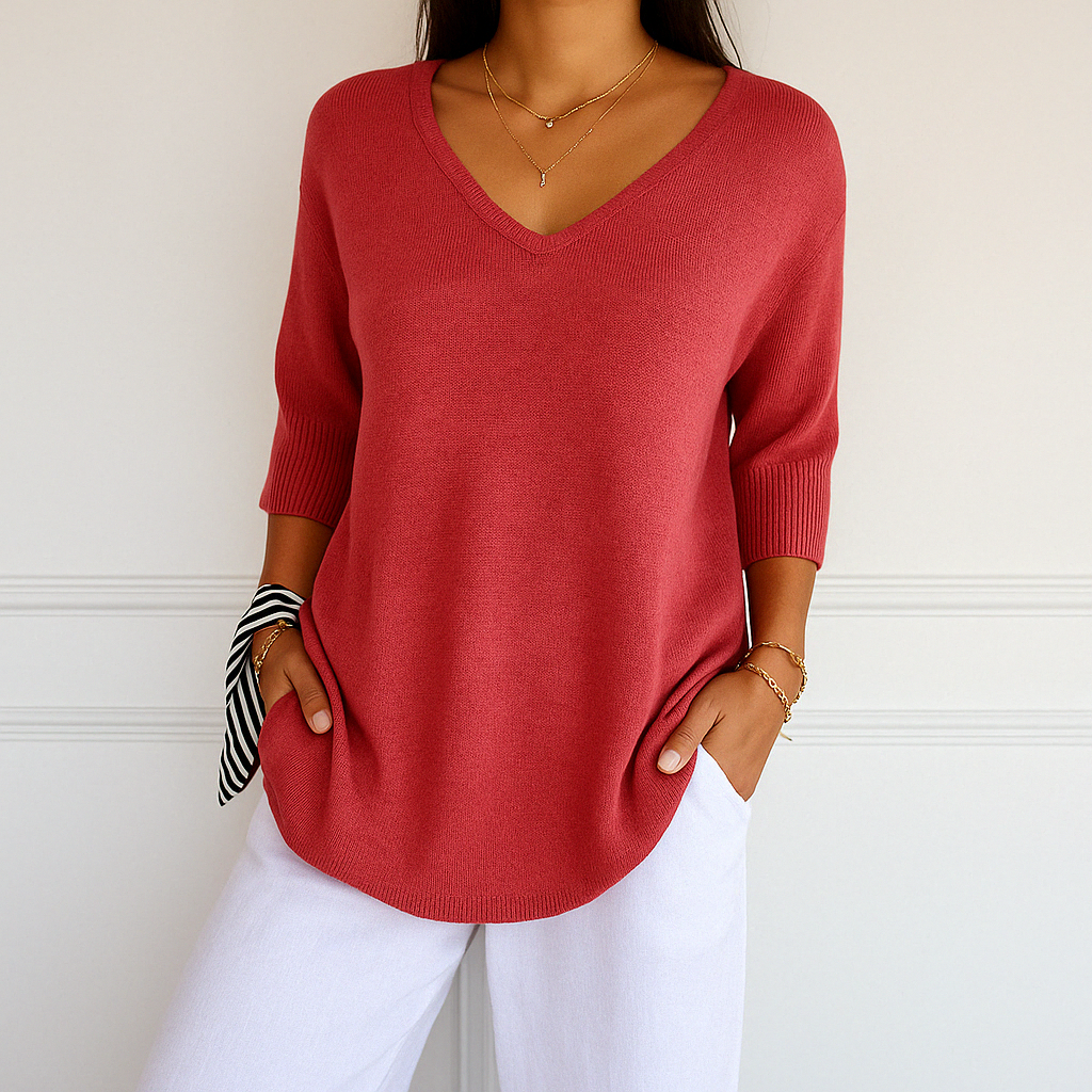 Pull Col V Féminin - Maille Légère, Confortable & Chic pour Femmes