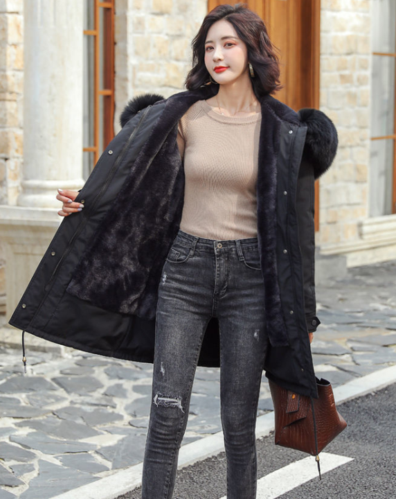 Manteau Femme Hiver Élégant avec Capuche et Doublure Chaude