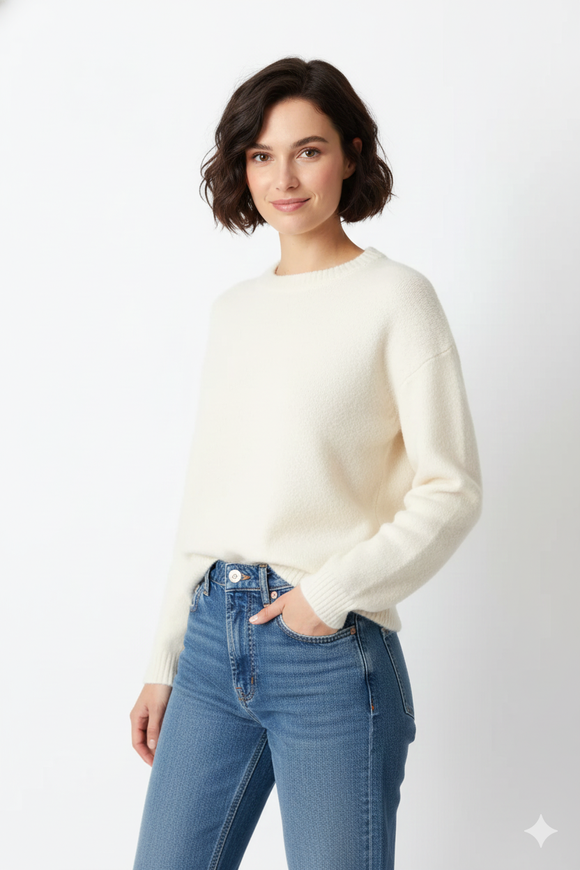 Pull Femme Oversize Confort - Tricot Douillet avec Manches Bouffantes