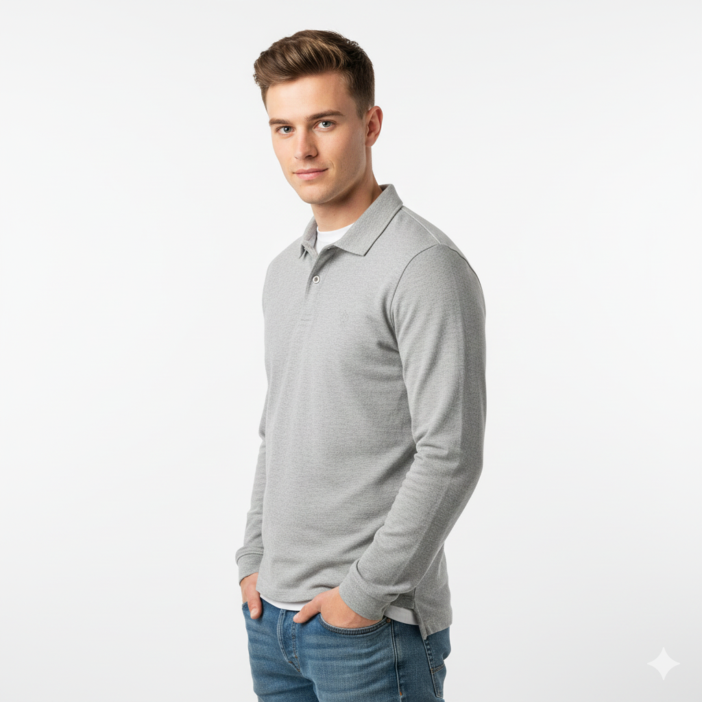 Polo Manches Longues Homme Classique – Chemise Coton Doux Taille Réglable