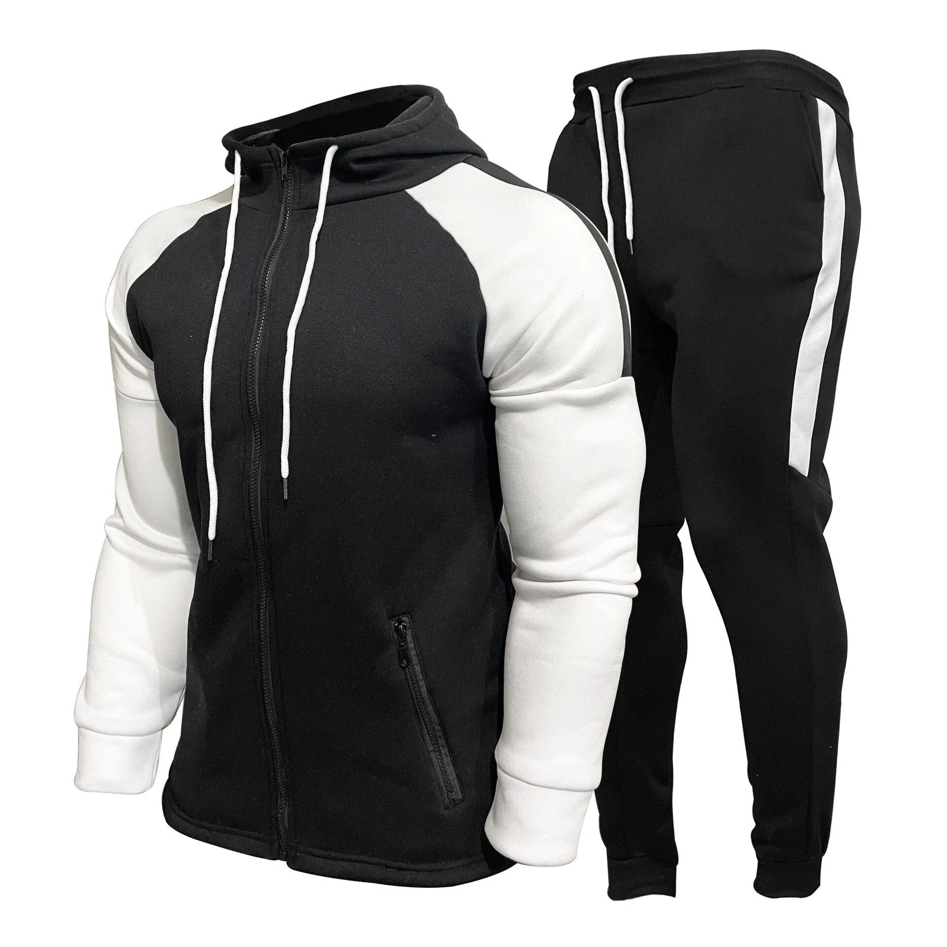 Survêtement Sport Homme Noir Blanc Décontracté - LuxeStyle
