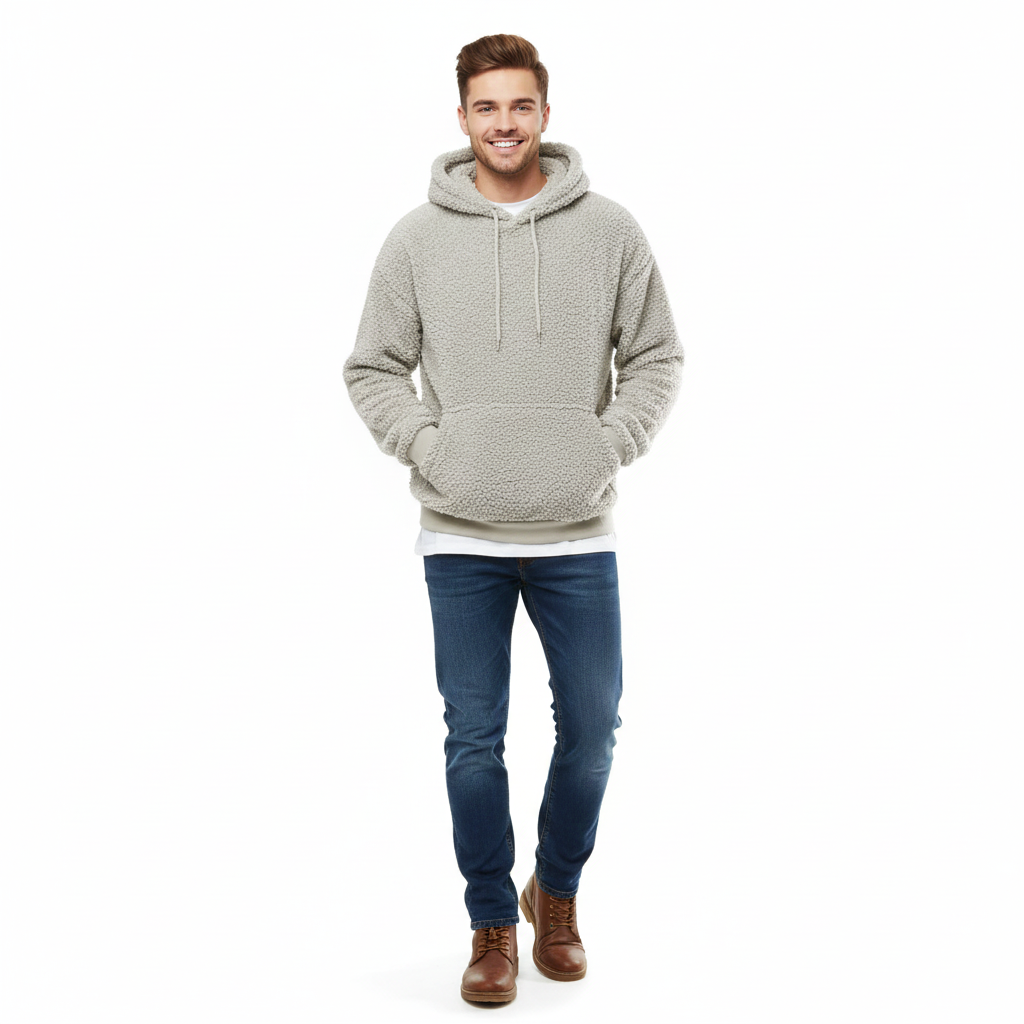 Pull en Fleece Douillet pour Homme – Sweat Capuche Confortable