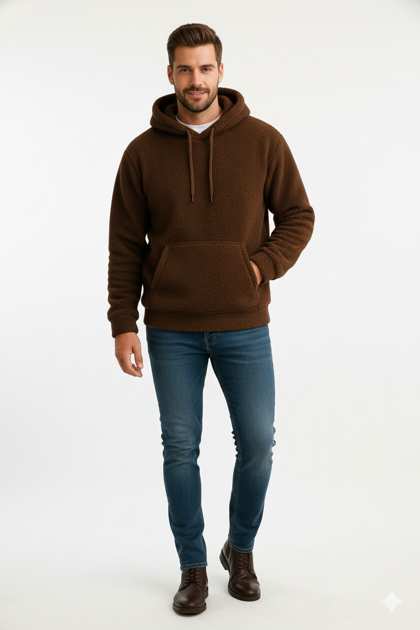 Pull en Fleece Douillet pour Homme – Sweat Capuche Confortable