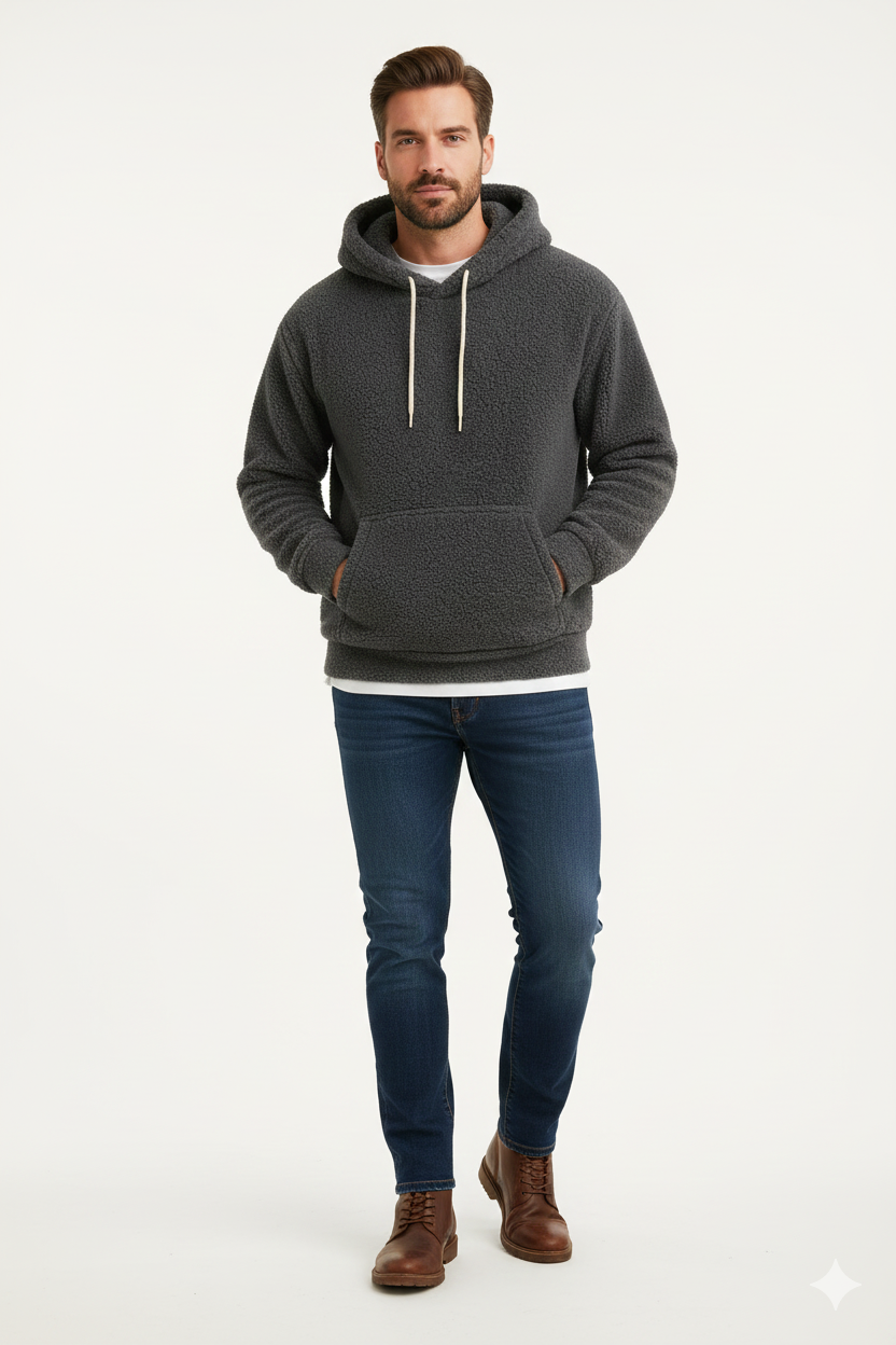 Pull en Fleece Douillet pour Homme – Sweat Capuche Confortable