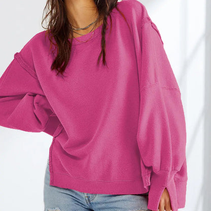 Pull rose femme manches longues doux