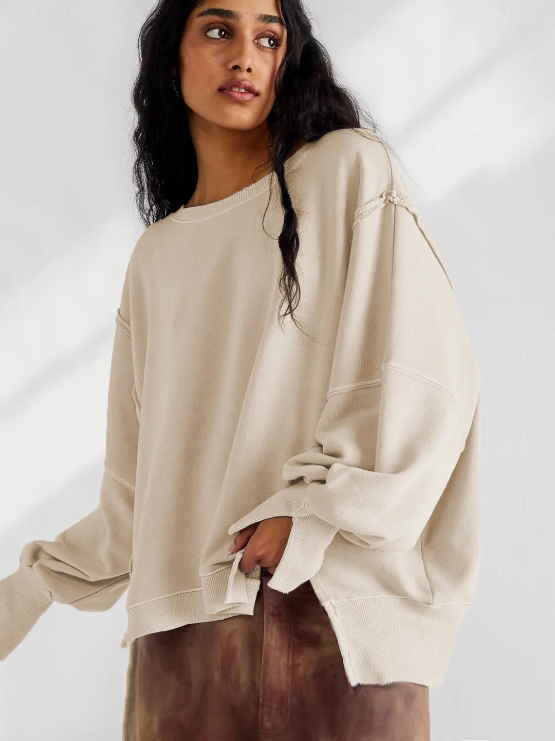 Pull rose femme manches longues doux