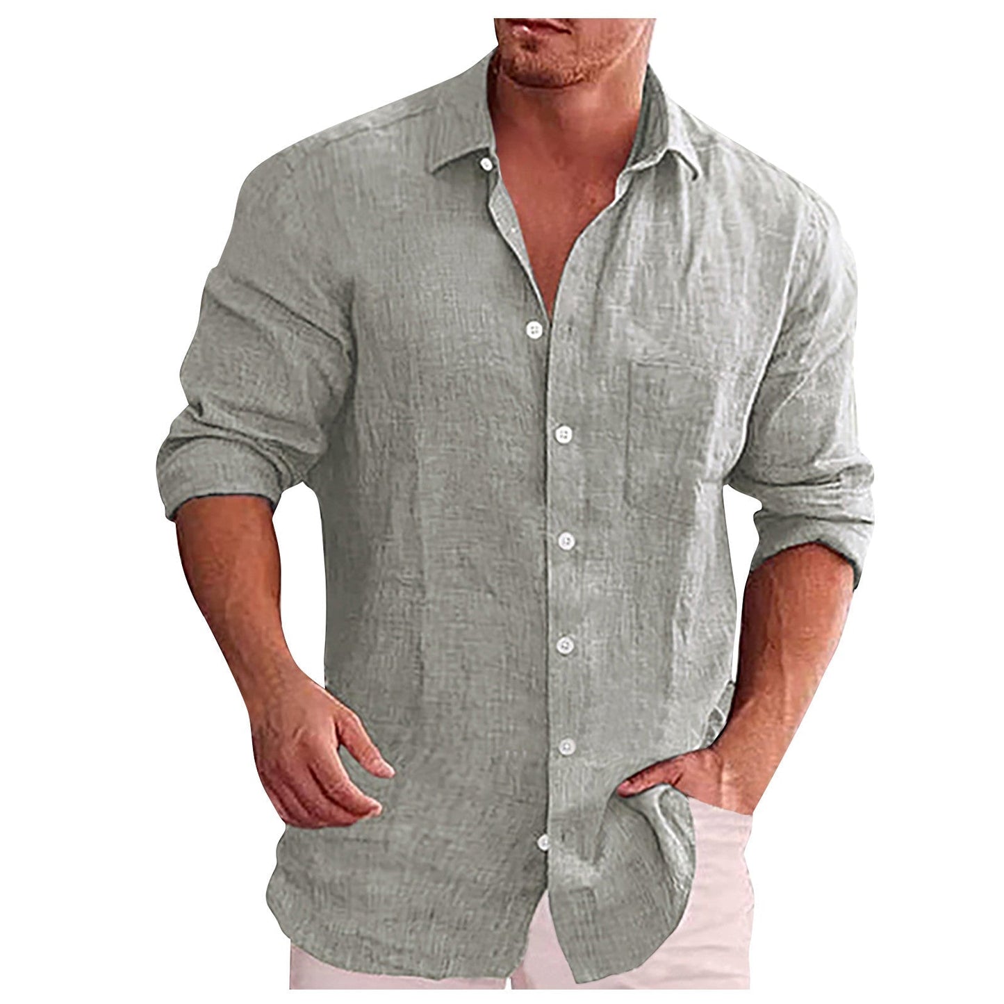 Chemise Homme Noir Classique Manches Longues Décontractée
