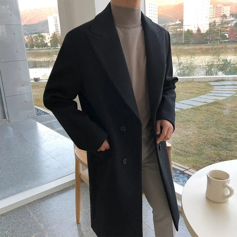 Manteau Homme Élégant À Fermeture Double pour Automne Hiver