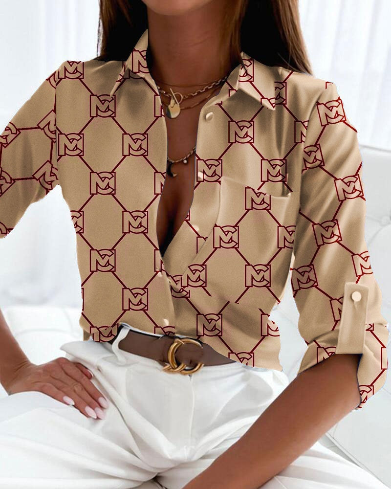 ClaraChic™ – Chemisier Femme Chic à Imprimé Tendance Élégant et Ajusté