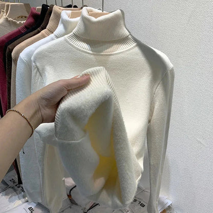 Pull Femme Laine Miel à Col Roulé Doux