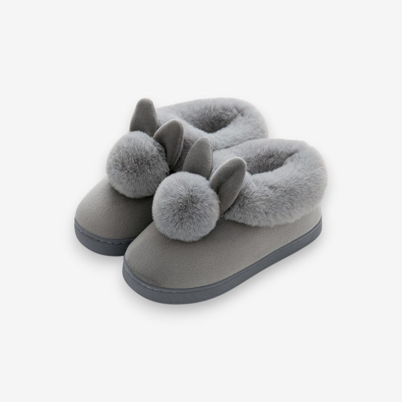 Bottes Fourrées Douces à Talon Plat Motif Lièvre