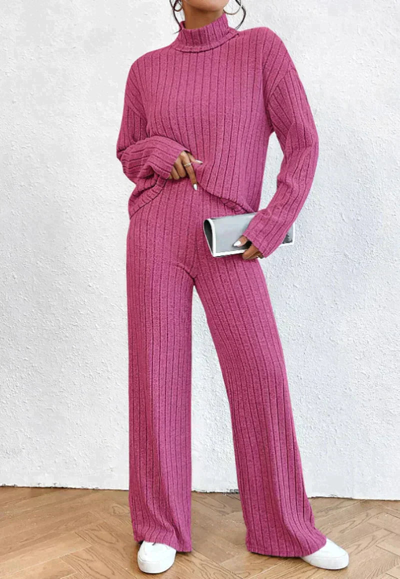 Ensemble Tricot Douillet Pour Femme | Pull Col Roulé et Pantalon Confortable - LuxeStyle
